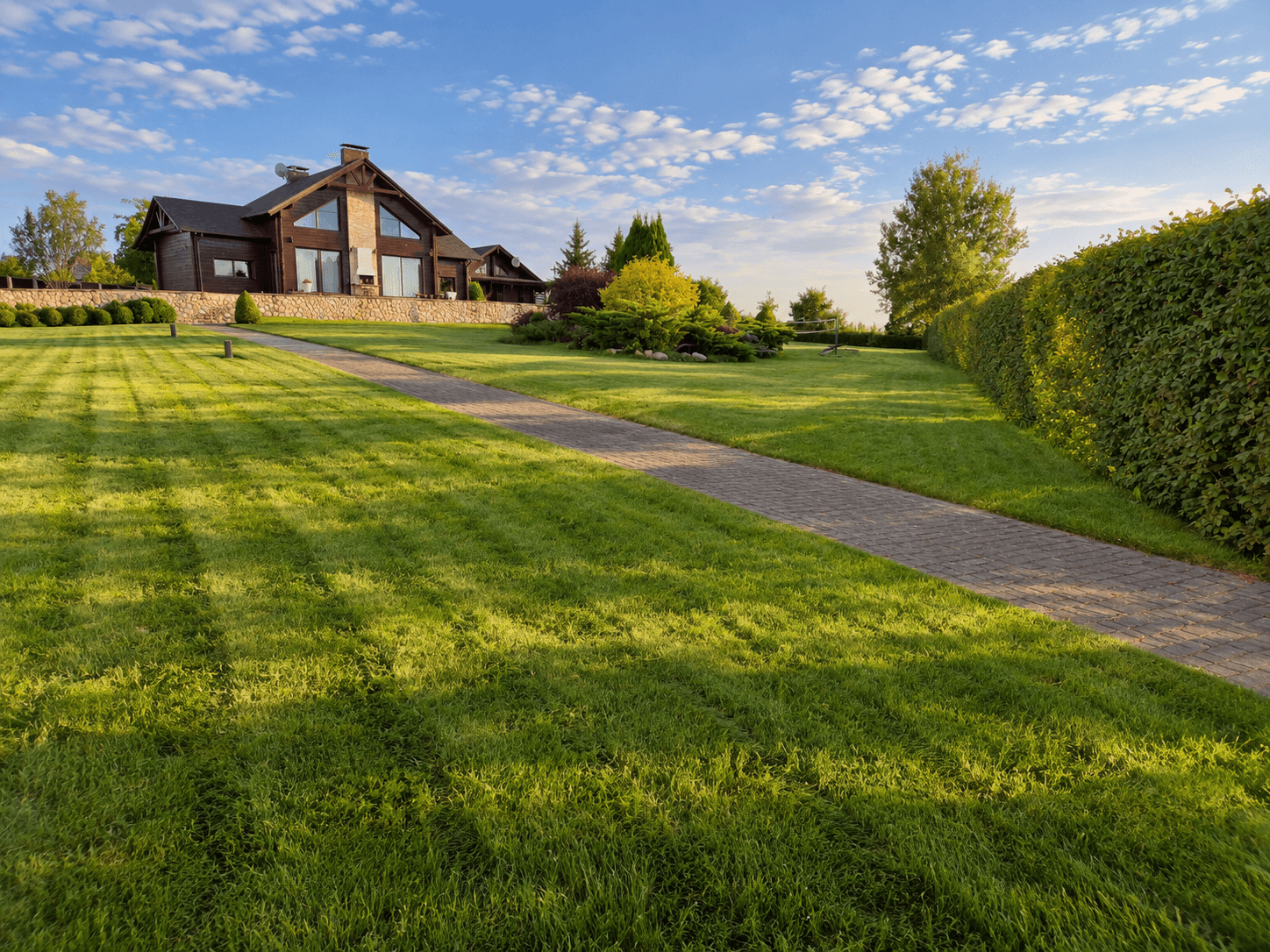 View across the lawn toward the main residence