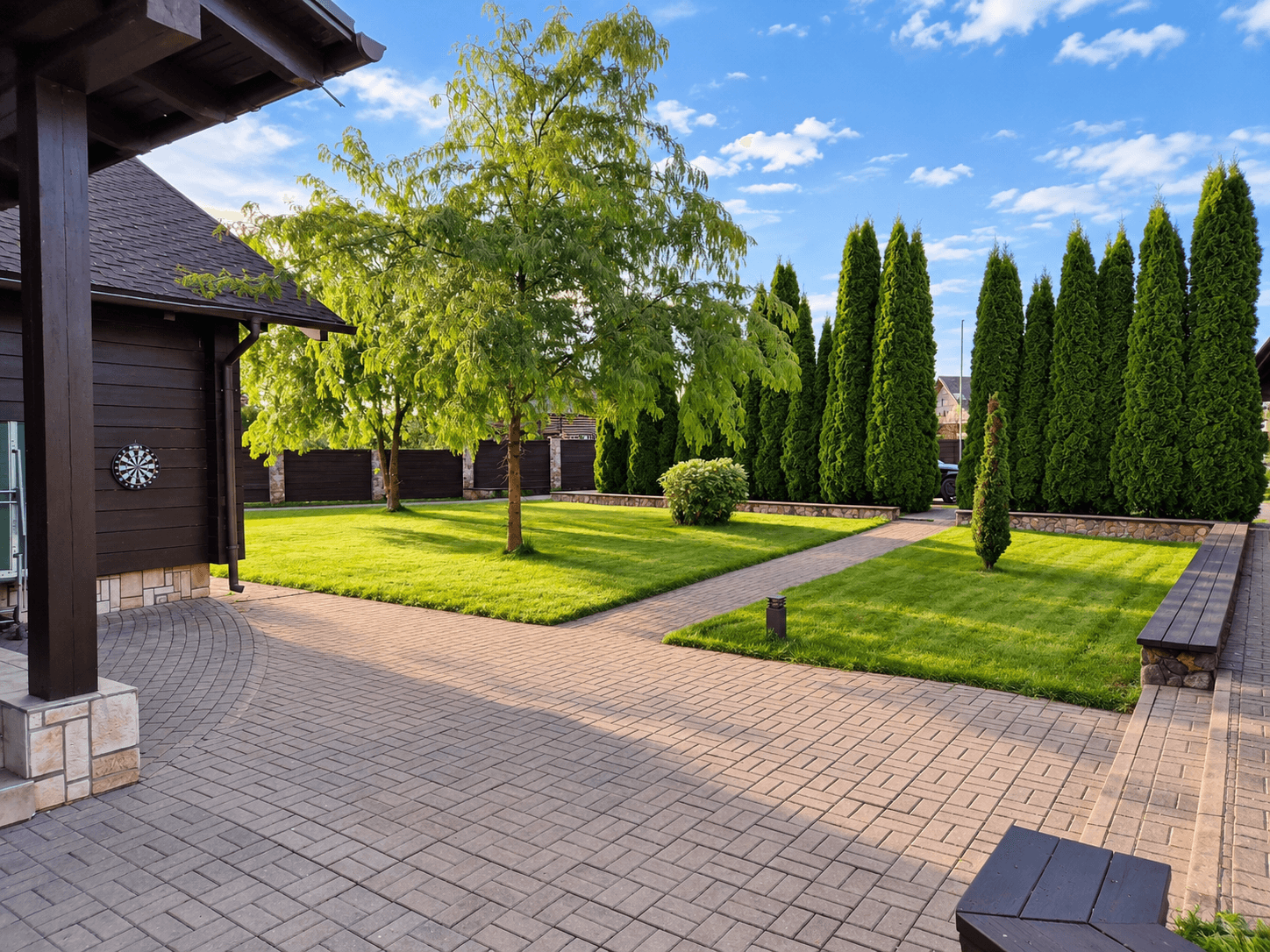 Paved courtyard by the main residence