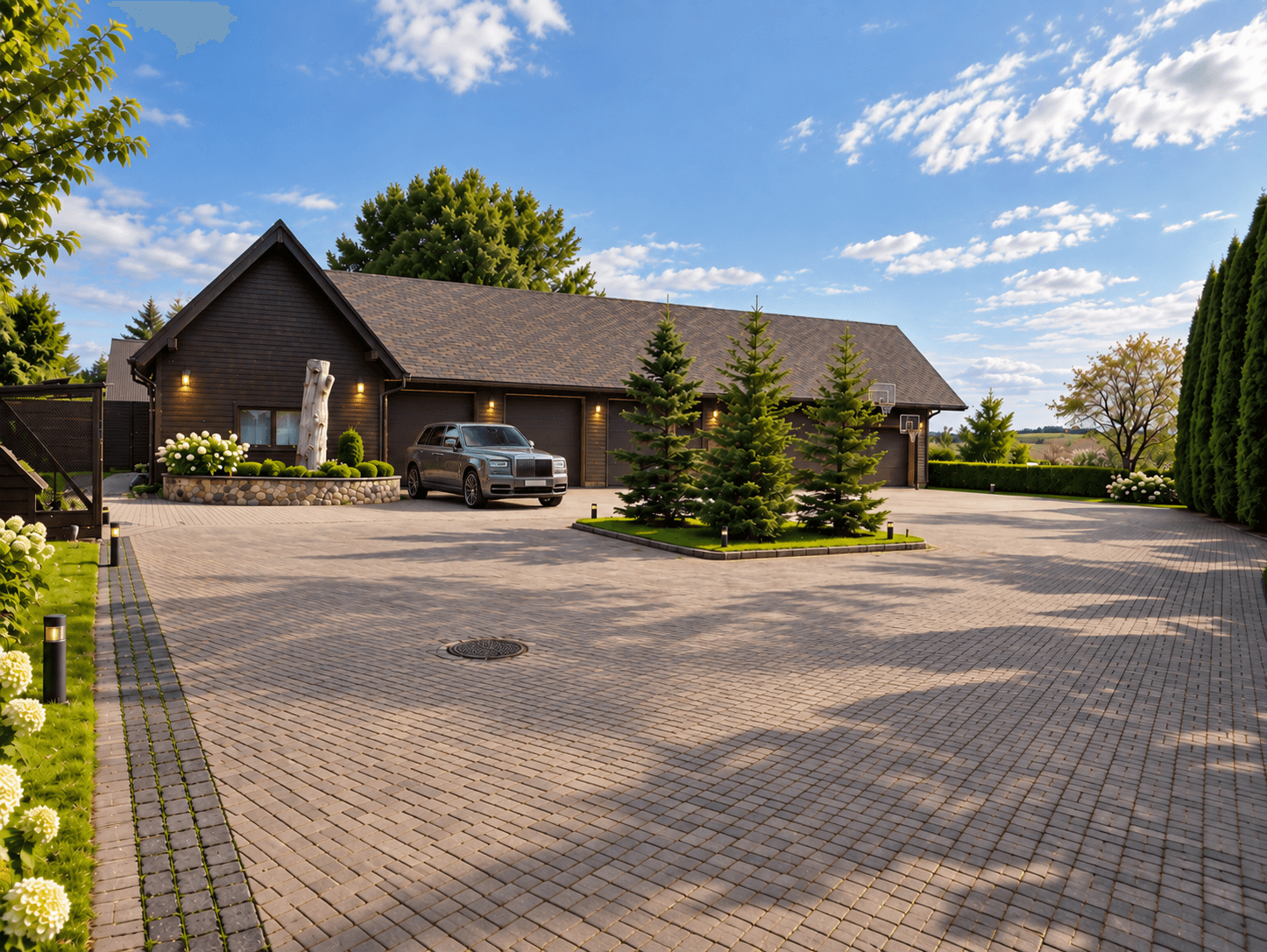 Staff and security house, viewed from the driveway