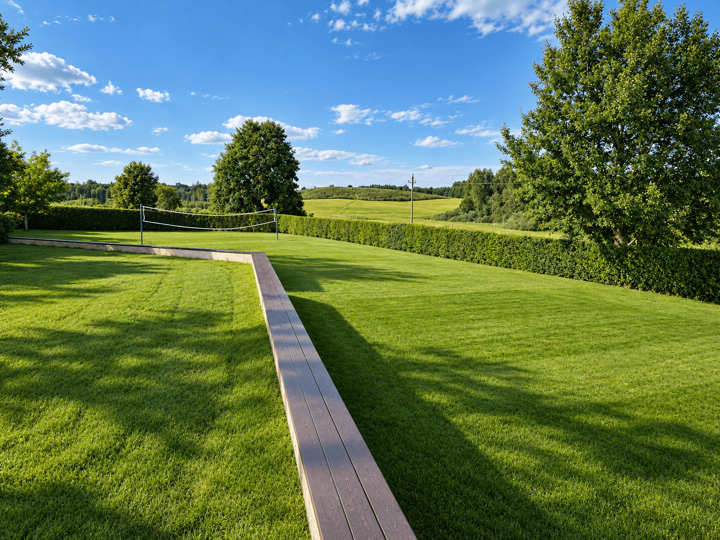 Open lawn with a volleyball net