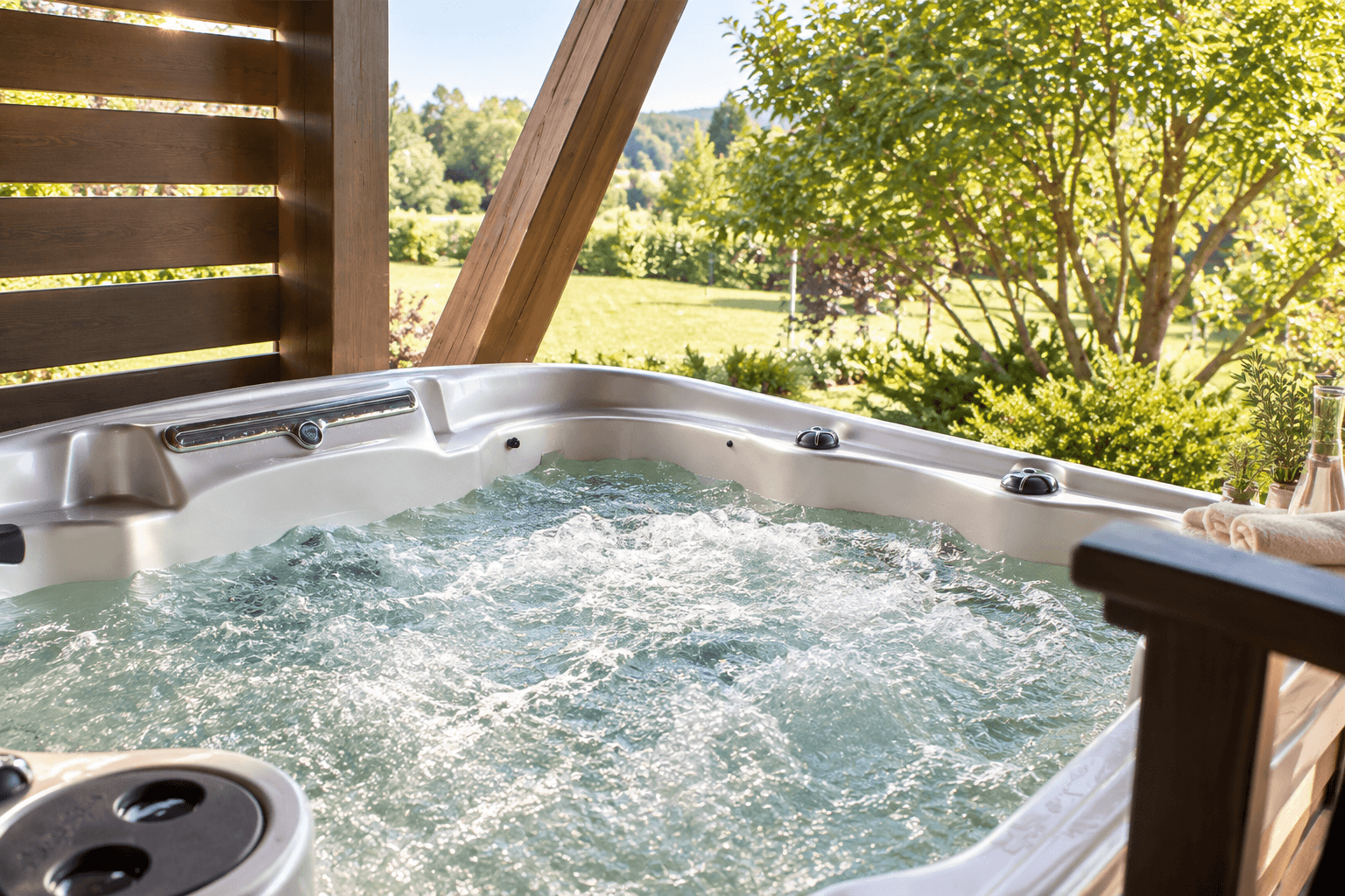 Джакузи на открытом воздухе, вид на территорию